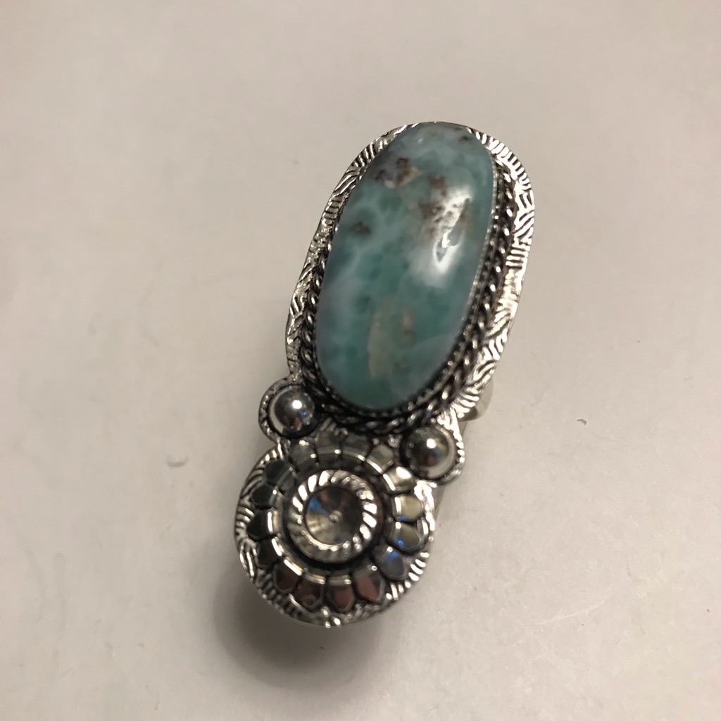 Larimar 925 Sterling Silver Ring 98$